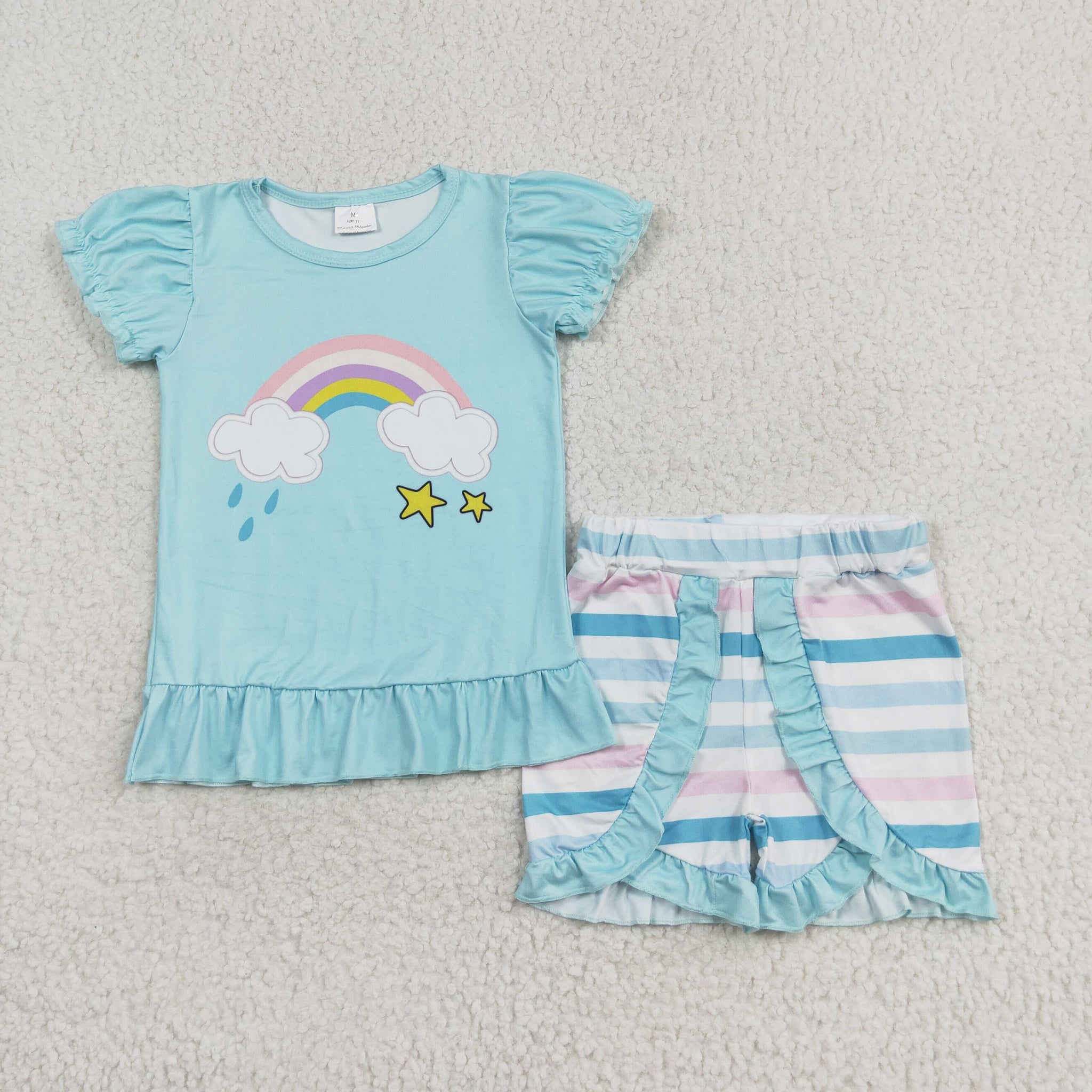 GSSO1227 RTS  baby girl clothes rainbow toddler girl summer outfit