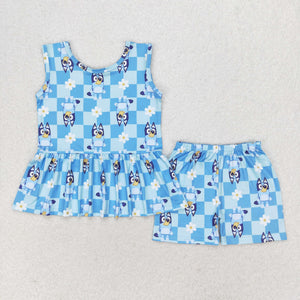 GSSO1248 RTS baby girl clothes cartoon dog toddler girl summer outfit