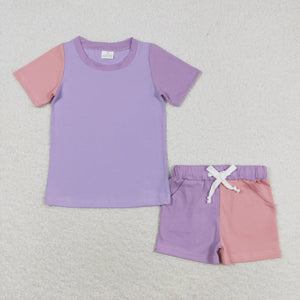 GSSO1270 RTS  baby girl clothes purple cotton toddler girl summer outfit