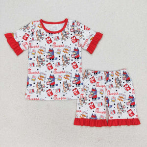 GSSO1292 RTS baby girl clothes cartoon dog toddler girl summer pajamas outfit