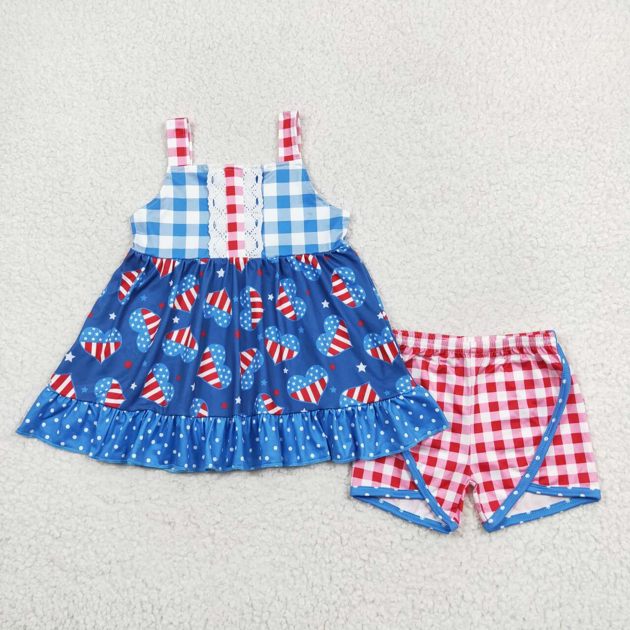 GSSO1294 RTS baby girl clothes 4th of July patriotic toddler girl summer outfit