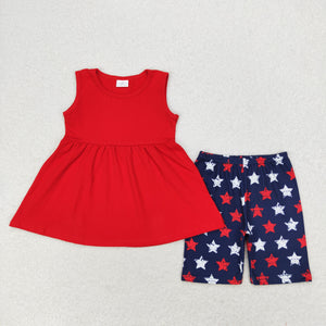 GSSO1302 RTS baby girl clothes 4th of July patriotic toddler girl summer outfit