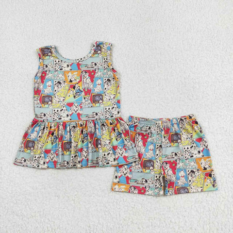 GSSO1309 RTS baby girl clothes cartoon dog toddler girl summer outfit