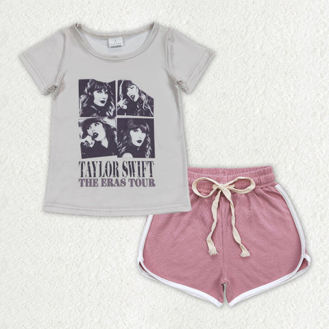 GSSO1334 baby girl clothes 1989 singer shirt+cotton shorts toddler girl summer outfit 24