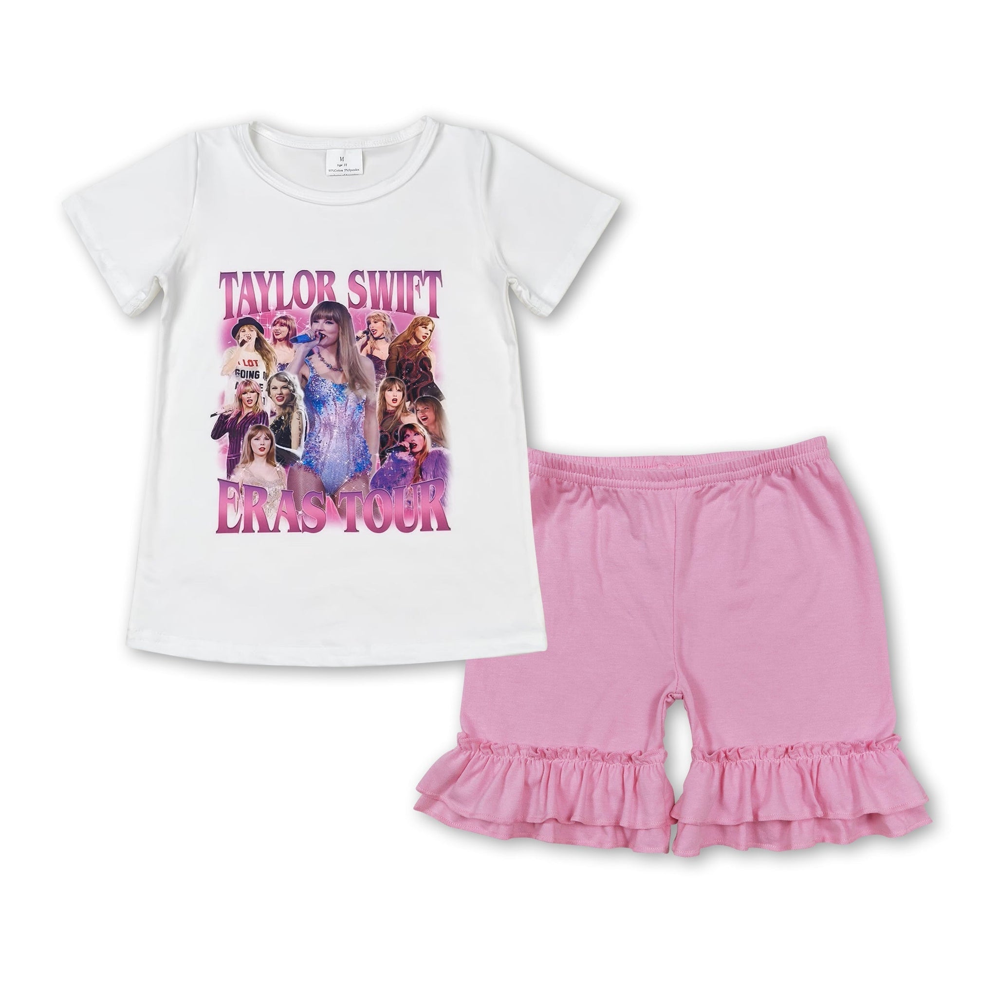 GSSO1390 baby girl clothes 1989 singer tshirt+ruffle shorts toddler girl summer outfits 15