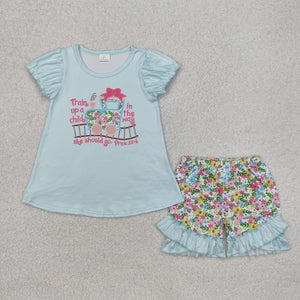 GSSO1643 RTS baby girl clothes train toddler girl  summer outfit