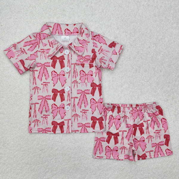 RTS Mummy and me matching summer pajamas set pink bow grandmillennial outfit