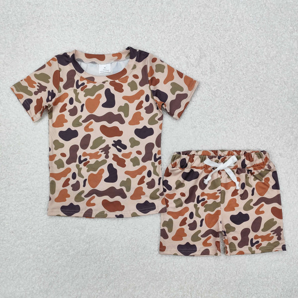 GSSO1724 RTS kids clothing summer shorts set camo hunting outfit