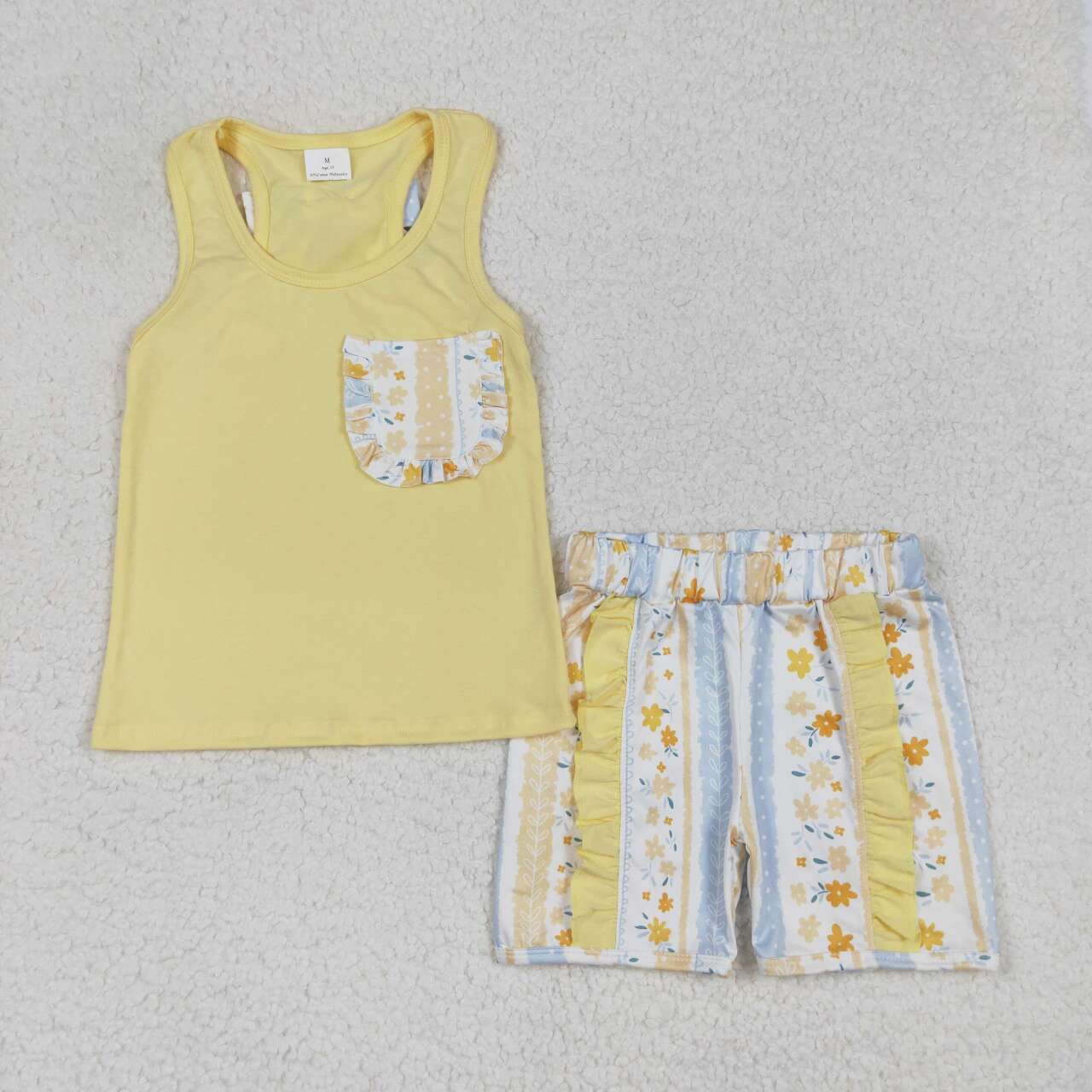 GSSO1788 RTS girl clothes yellow flower toddler girl summer outfit