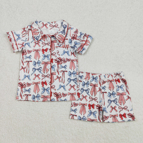 GSSO1966 RTS girl clothing girl summer pajamas set 4th of July Clothing