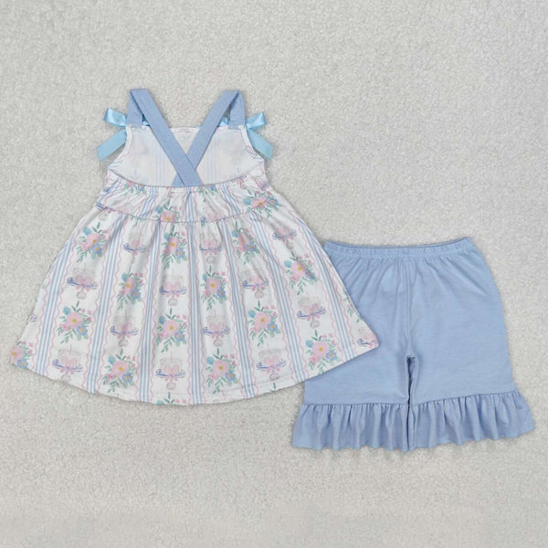 GSSO2087 RTS girl clothes bows girl summer outfit summer shorts set