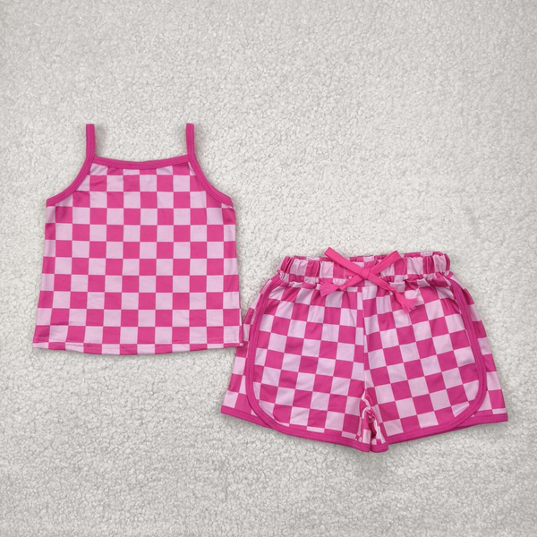 girl clothes plaid colorful toddler girl summer shorts set