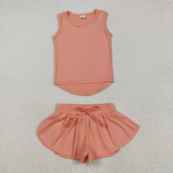 GSSO2502 RTS girl clothes coral girl summer yoga clothes atheletic clothes