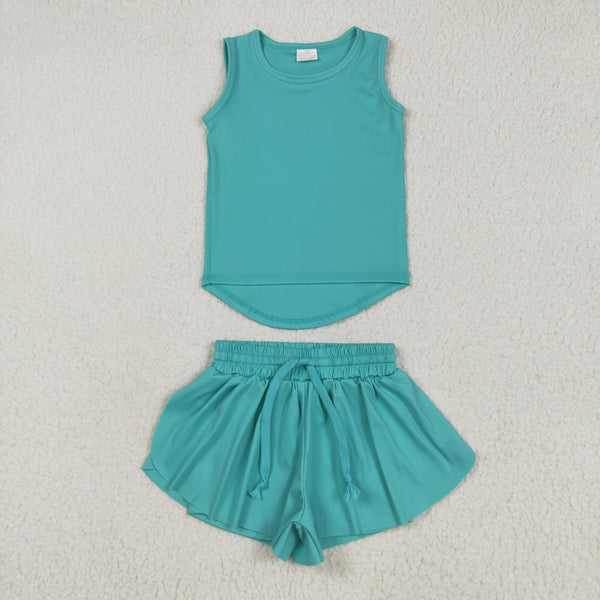RTS toddler clothes matching clothing solid color set kids summer yoga clothing