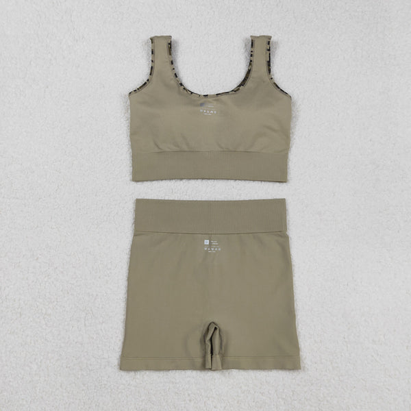 RTS GSSO2702  Adult women atheletic outfit 2pcs sports set grey camo