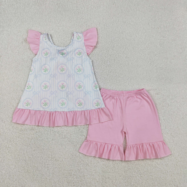 GSSO2732 RTS baby girl clothes floral toddler girl summer outfit