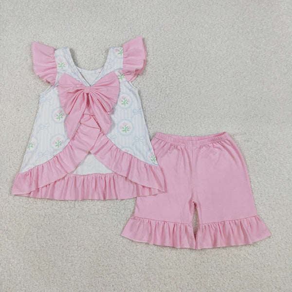 GSSO2732 RTS baby girl clothes floral toddler girl summer outfit