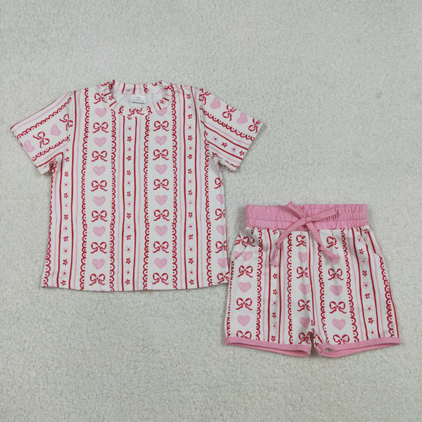GSSO2738 RTS baby girl clothes love toddler girl valentine summer outfit pajamas set