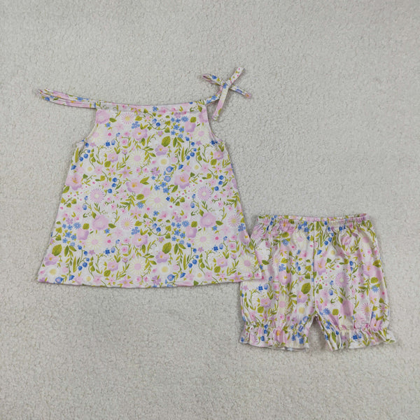 GSSO2778 RTS baby girl clothes floral toddler girl summer outfit summer shorts set