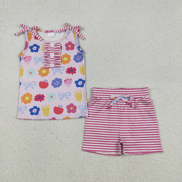 GSSO2830 RTS baby girl clothes flower toddler girl summer outfit