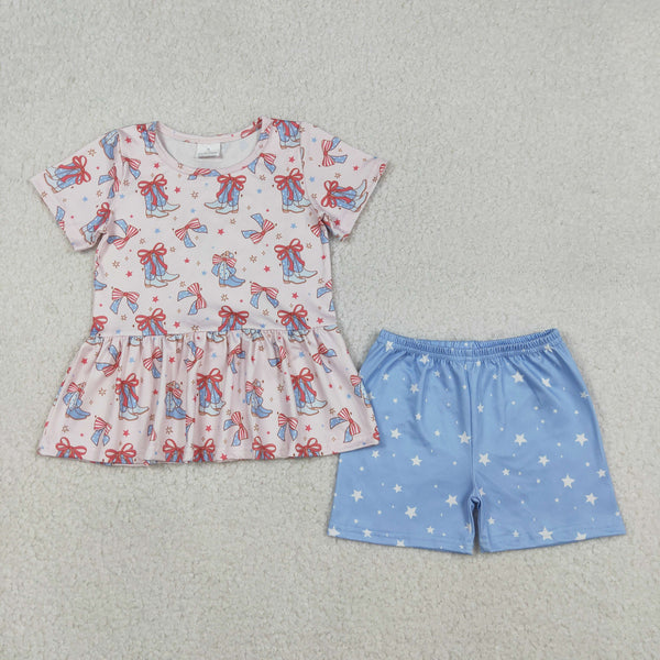 GSSO2837 RTS baby girl clothes boost toddler girl 4th of July summer outfit