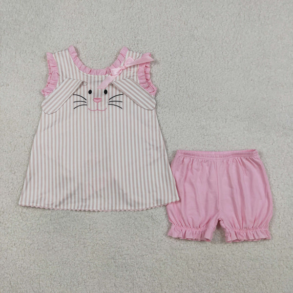 GSSO2924 RTS girl clothes rabbit embroidery easter clothes toddler girl summer outfit