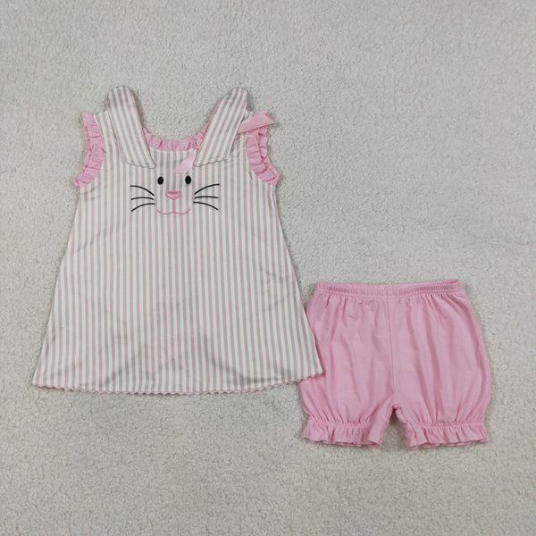 GSSO2924 RTS girl clothes rabbit embroidery easter clothes toddler girl summer outfit