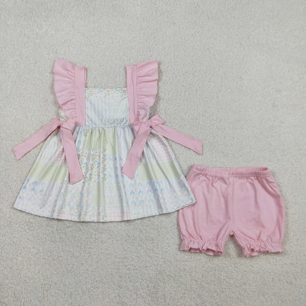 GSSO2951 RTS baby girl clothes floral print toddler girl summer outfit