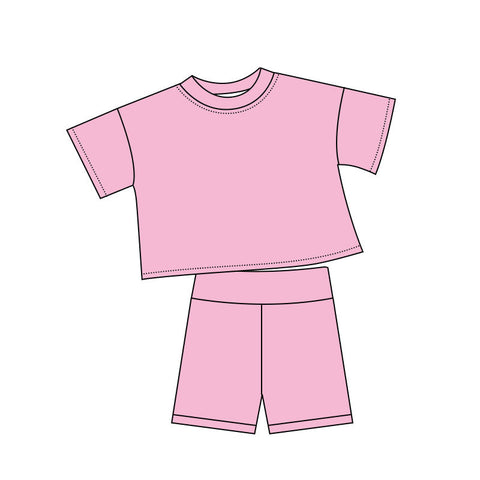 MOQ：5pcs GSSO2976 pre-order baby girl clothes pink print toddler girl summer outfit-2025.11.28