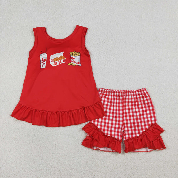 RTS GSSO3009 baby girl clothes food print toddler girl summer outfit
