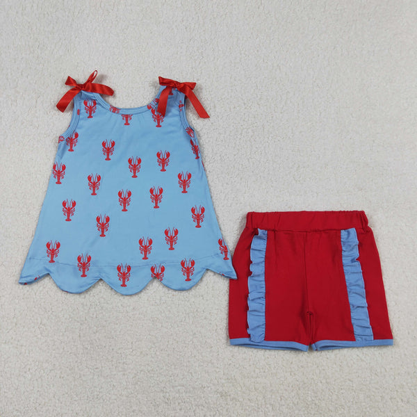GSSO3050 RTS baby girl clothes Crawfish  toddler girl 4th of July summer outfit