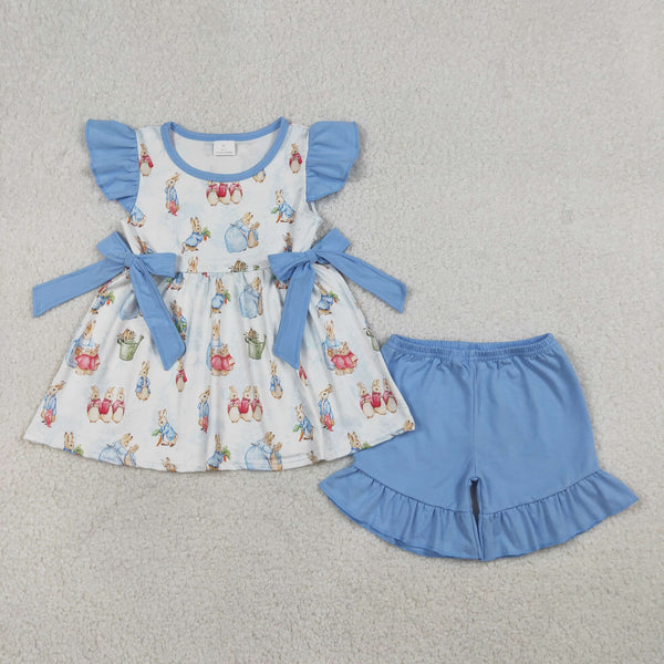 GSSO3055 RTS toddler girl clothes bunny rabbit girl easter shorts set