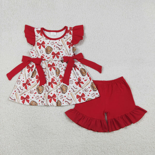 GSSO3058  RTS  toddler girl clothes baseball girl summer shorts set