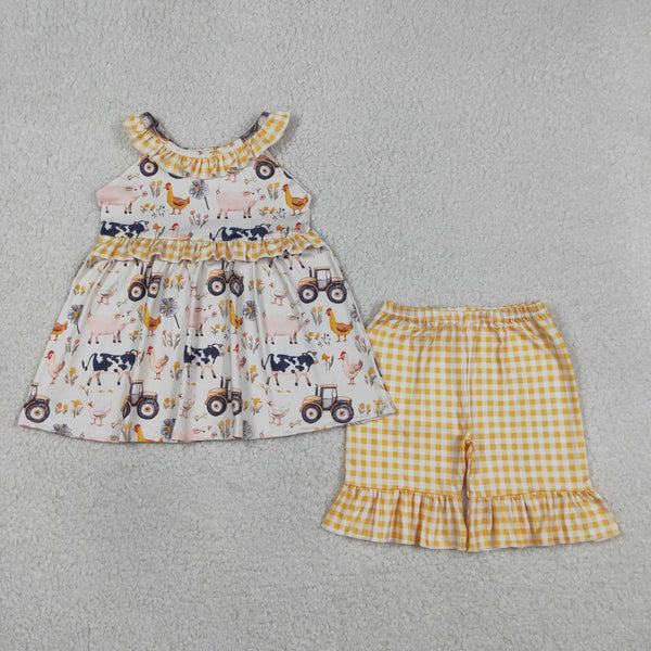 RTS  Matching clothing kids farm life print baby girl summer clothing-2026.5.11