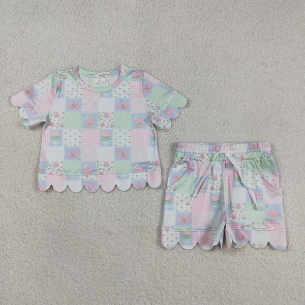 GSSO3229 RTS kids girl clothes floral toddler girl summer outfit shorts set