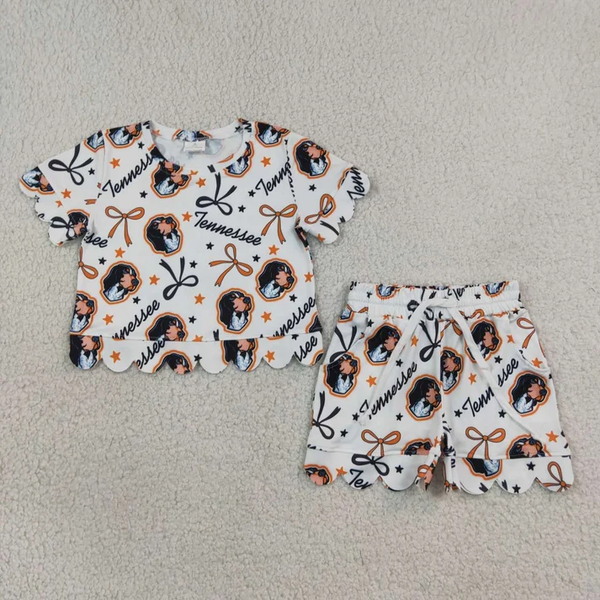 RTS GSSO3251  toddler girl clothes summer scalloped shorts set summer clothes