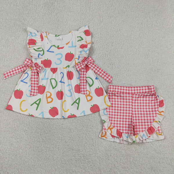 RTS Matching clothing kids apple print clothing baby back to school summer clothing-2026.4.30