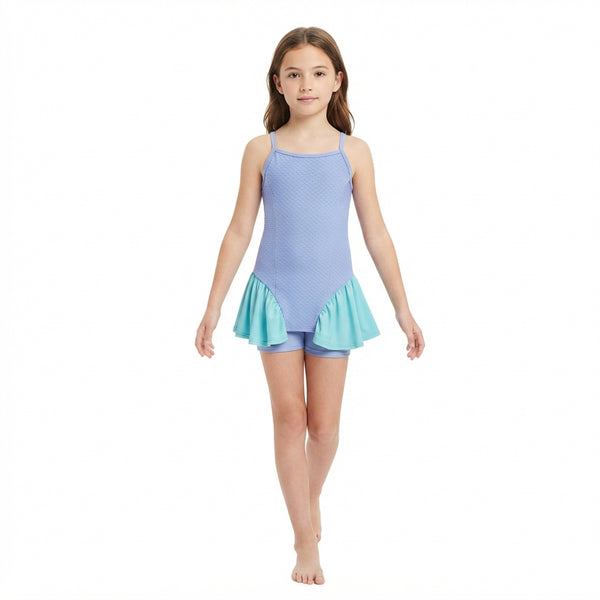 RTS GSD3693 toddler girl yoga clothes solid blue sleeveless top