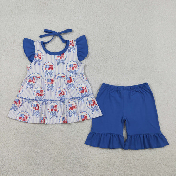 RTS Matching kids clothing flag print clothing girl 4th of July summer clothing-2026.4.24