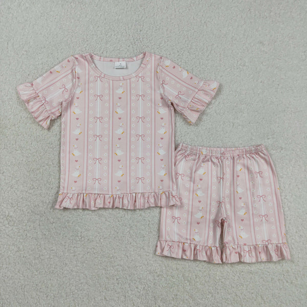 GSSO3330 RTS kids clothes girl summer outfit  clothing set Goose summer shorts set