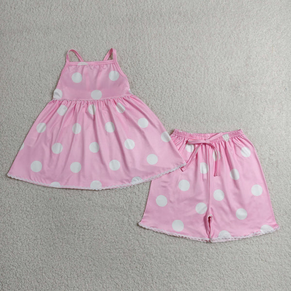 GSSO3417 RTS kids clothes dots girl summer outfit  clothing set summer shorts set