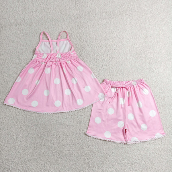 GSSO3417 RTS kids clothes dots girl summer outfit  clothing set summer shorts set