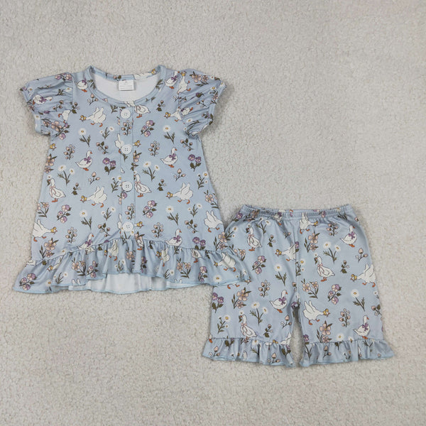 GSSO3433 RTS kids clothes goose  girl summer outfit summer shorts set