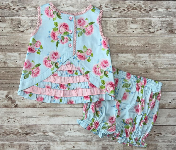 MOQ：5pcs GSSO3448 pre-order kids clothes flower print girl summer outfit  clothing set-2026.3.2