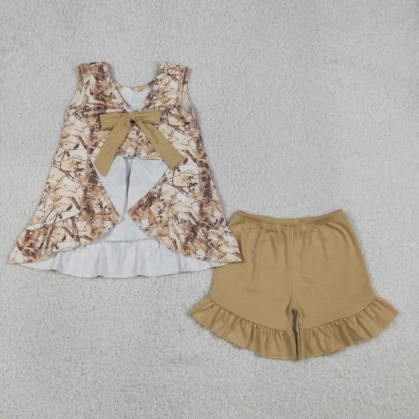 GSSO3467 RTS kids clothes leaves girl summer outfit  clothing set summer shorts set