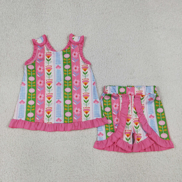 GSSO3676 RTS kids clothes flower girl summer outfit  clothing set summer shorts set