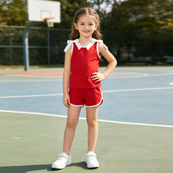 RTS  toddler girl clothes cotton+vinyl pattern state bows girl summer shorts set