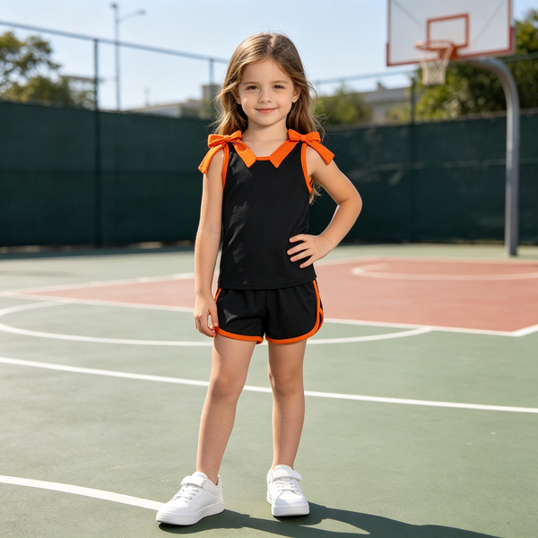 RTS  toddler girl clothes cotton+vinyl pattern state bows girl summer shorts set