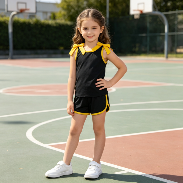 RTS  toddler girl clothes cotton+vinyl pattern state bows girl summer shorts set
