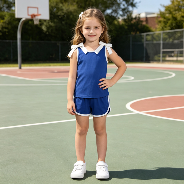 RTS  toddler girl clothes cotton+vinyl pattern state bows girl summer shorts set